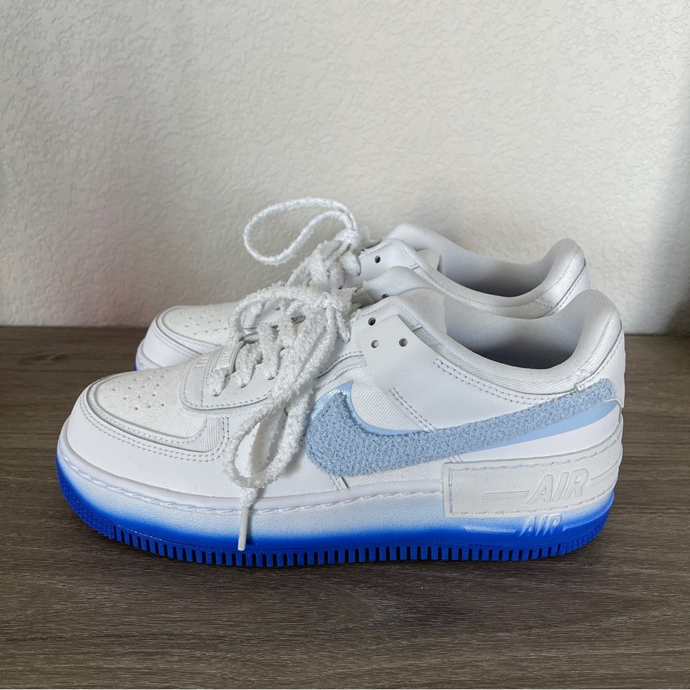 Nike Air Force 1 Low Shadow Chenille Swoosh Blue Tint (Women's) FJ4567-100 w/box - Picture 2 of 14